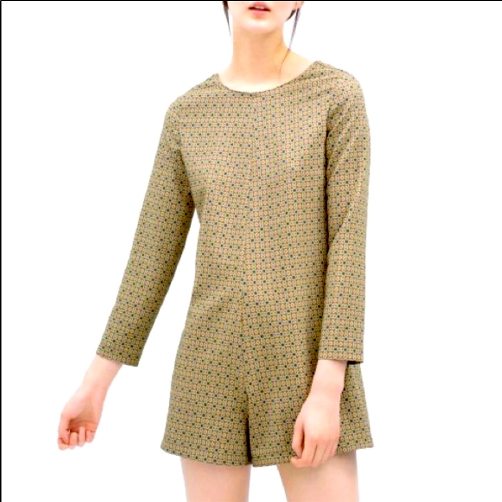 Zara Long Sleeve Tie Back Romper